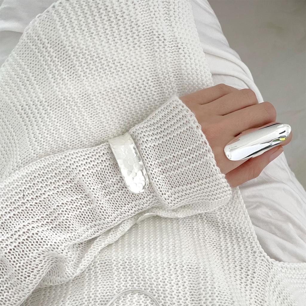 925 Sterling Silber Ringe Für Damen Geometrischer Feinschmuck Fingerverstellbar Einfacher Glatter Ovaler Ring Für Party Geburtstagsgeschenk