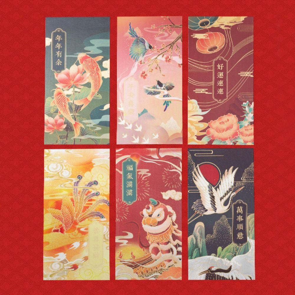 6pcs/set Traditional Spring Festival Red Envelope Chinese Style Lucky Money Packets  Lunar New Year