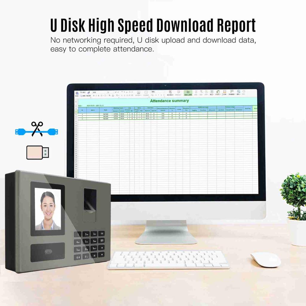 NaIntelligent Face Biometric Fingerprint Password Employee Attendance NaMachine Checking-in Recorder 2.8 inch   Screen Infrared Dual-Camera Fast to 