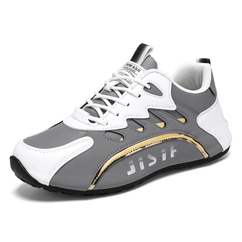 

Мужские кроссовки для бега, высококачественная повседневная обувь из кожи, удобные мужские кроссовки для отдыха на открытом воздухе, модная толстая подошва, вулканизированная обувь для мужчин 47 серый