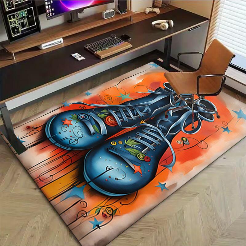 1PC Shoes Stars Extra Large Non Slip Floor Carpet, Office, Family, Studio Large Area Rug Indoor Rugs, Bold Statement Piece
