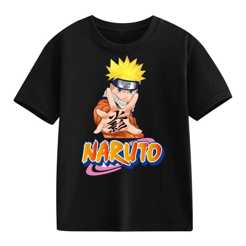 2026 Naruto Kids TShirt Uzumaki Uchiha Sasuke Hatake Kakashi Anime Character Print Cotton Short Sleeve Boys Girls Round Tops