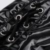 Wet Look PVC Catsuit Lace Up Επίδεσμο με φερμουάρ Ανοιχτός καβάλος Bodysuit Shiny PU Δερμάτινο καλσόν Sexy Cosplay Body Top Clubwear