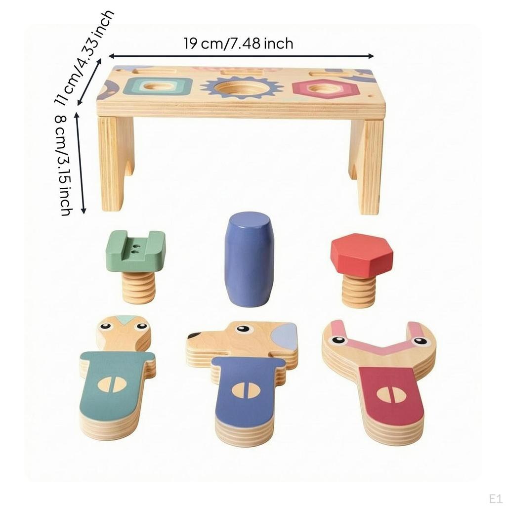 Tool Table Toy Cutout Holes Wooden Balance Printed Shapes