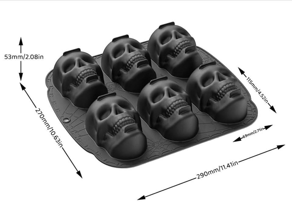 

Halloween Skull Cake Pan Silicone Mould 2024 New 6 Cavities Pirate Skull 3D Silicone Mould Baking Pan Skull Baking Pan Halloween