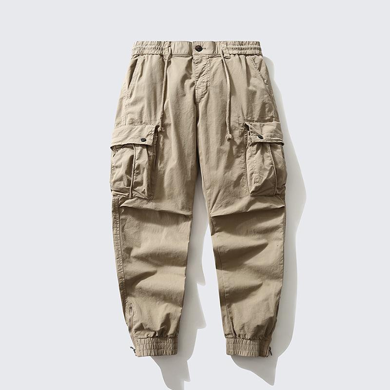 New men's American retro fashion multi-pocket loose leggings