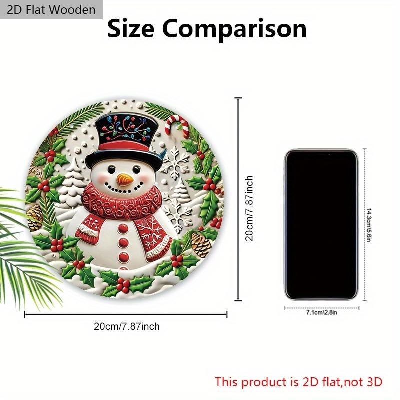 Christmas Wooden Sign with Snowman Pattern - Navidad Round Sign for Front Door, Wall Hanging Decor - Ideal Christmas Decoration