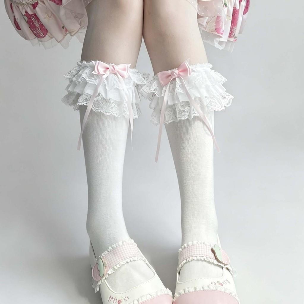 Japanese Lolita Cotton Ankle Socks With Lace Bows For Summer Comfort