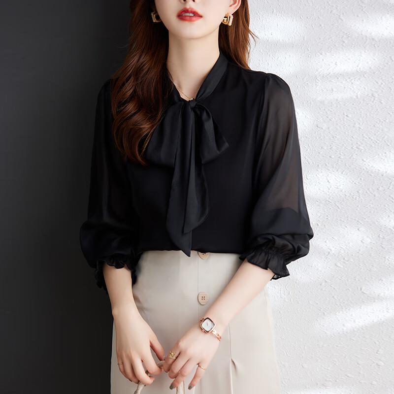 Tluoman Women s French Chic Chiffon Blouse M