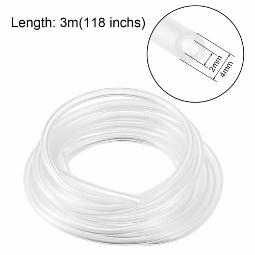 Uxcell PVC Hose Tube Vinyl Tube Water Pipe 2mm ID X 4mm OD 3 M Length High Pressure Braided Clear Flexible