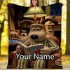 Custom Name Wallace & Gromit Theme Printed Blanket - Perfect for Couch, Bed, Travel & Outdoor Use | Machine Washable, Cozy & Durable.