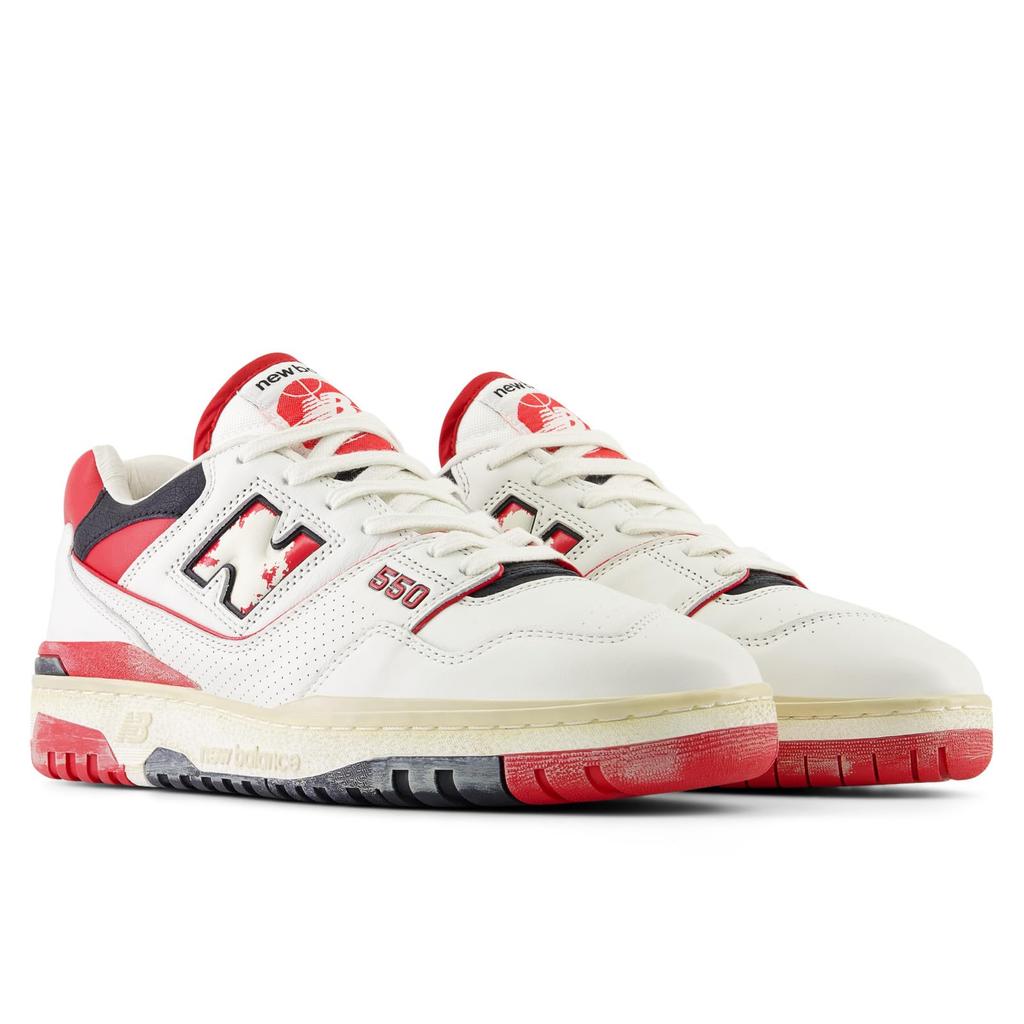 New Balance 574 Classic Running Sea Men's Shoe, Salt/Team Red/Black, 7.5