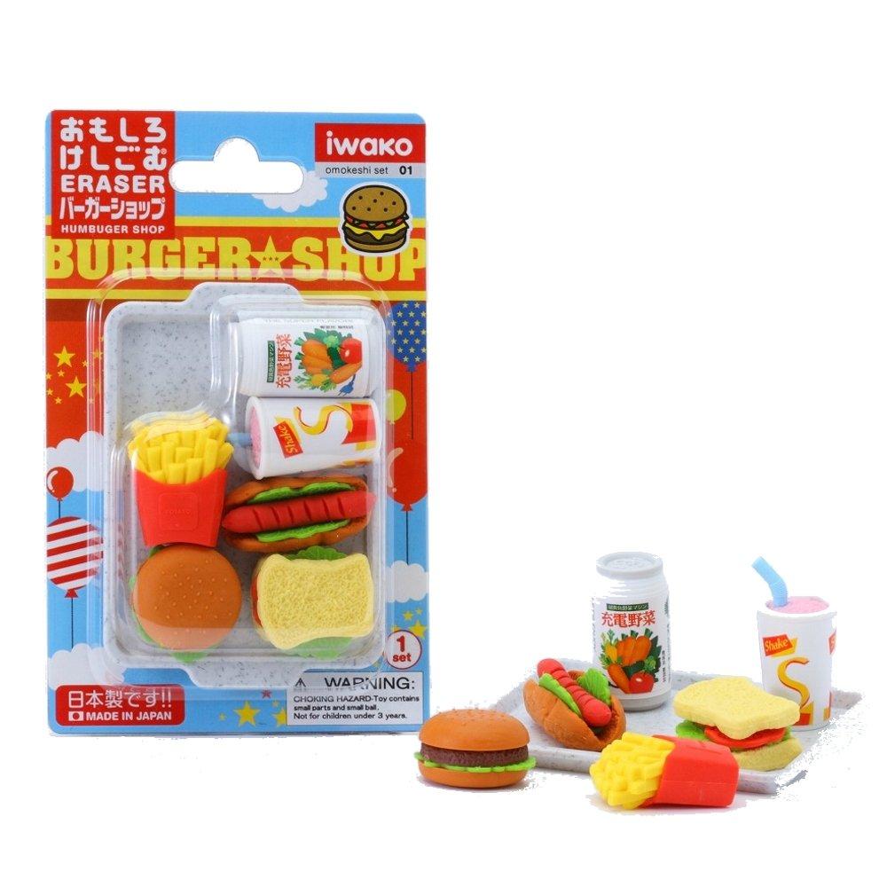 Sugata Iwako Burger Shop Blister SCER961099 Eraser, 10-Piece Pack,