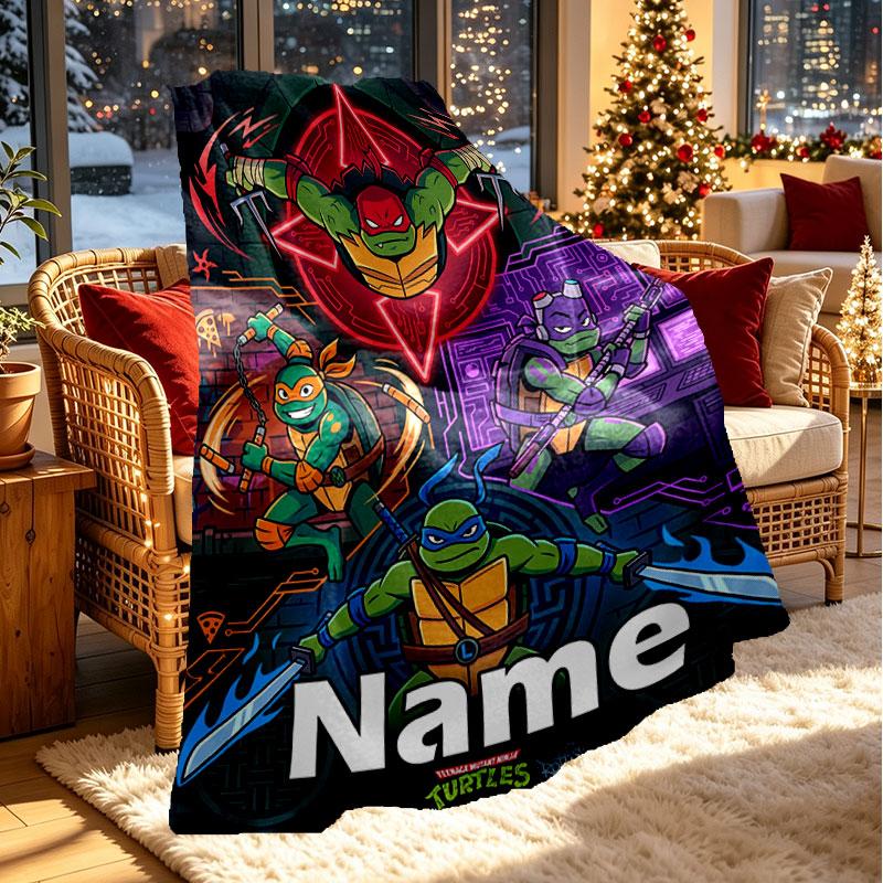Custom Name Personalized Teenage Ninja Turtles Print Blanket, Home Decor, Bedroom, Sofa, Camping, Couch, Gifts for Birthday Christmas