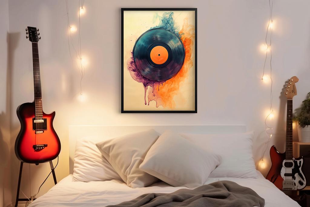 Plakat na ścianę z ramką obraz ścienny retro do salonu biura Muzyka 50x70
