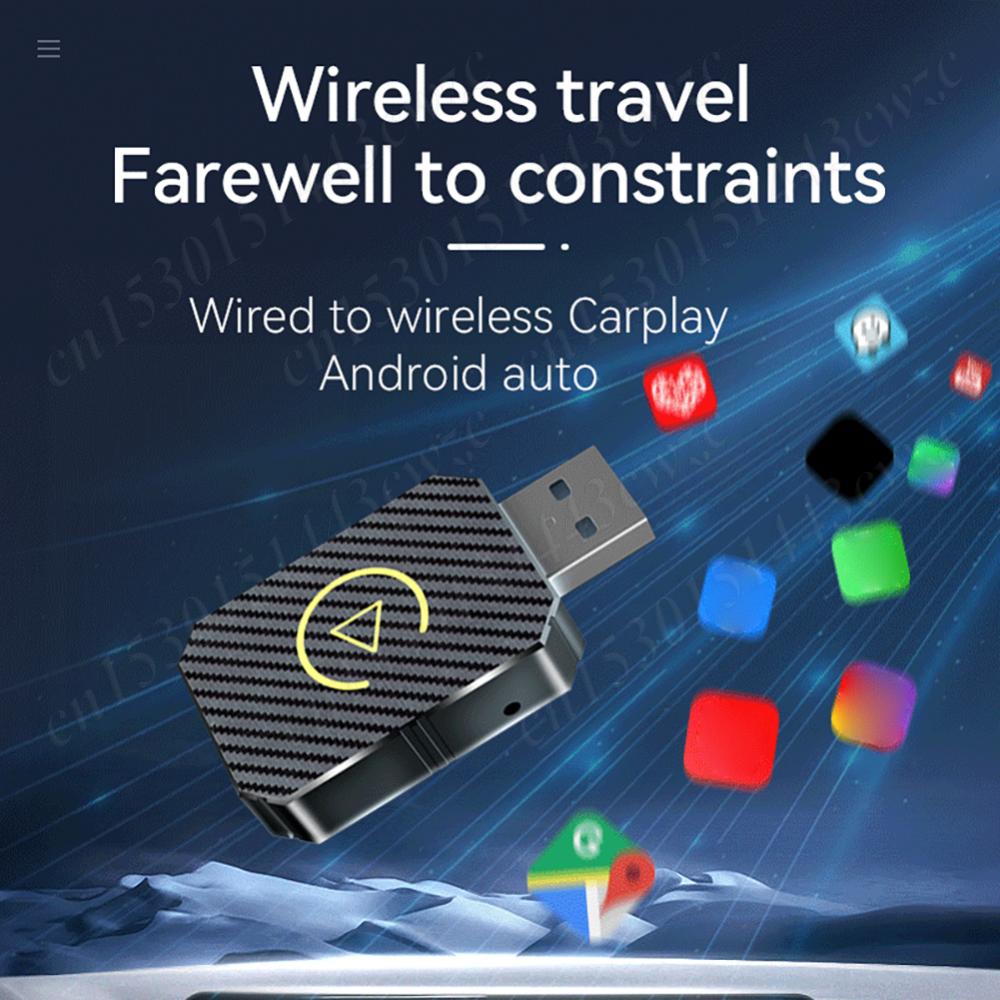 2 in 1 Wired to Wireless Carplay Android Auto Adapter Mini Box Car USB Dongle Plug&Play for OEM Wired CarPlay/Andriod Auto Cars