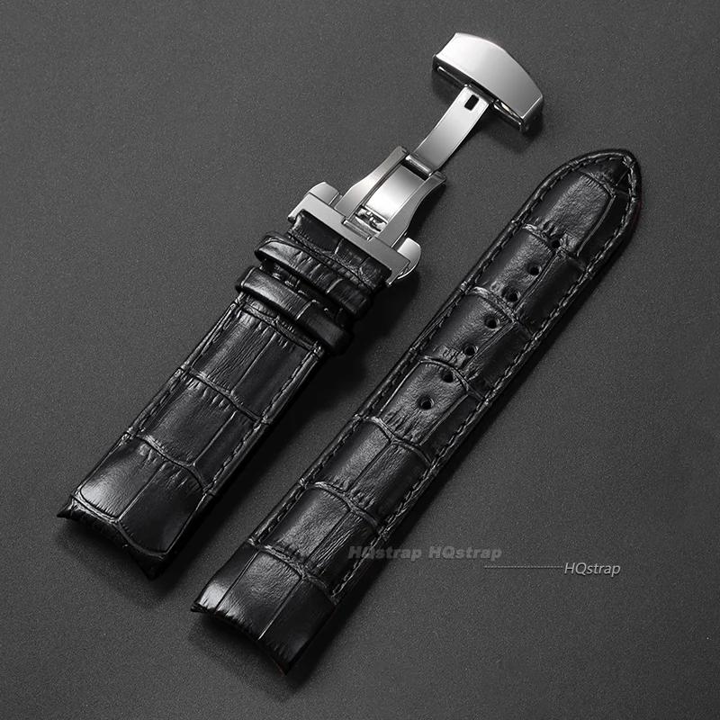 Calfskin Leather Watch Band for Tissot T035 627/407/617 Strap Butterfly Buckle Bracelet Curved End Business Belt 22mm 23mm 24mm