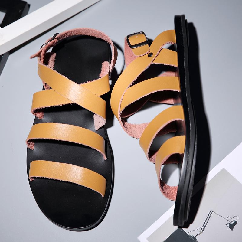 Fashion Summer Men Fashion Sandals Men Casual Shoes Outdoor Men Leather Sandals Beach Shoes Roman Shoes Plus 38-46