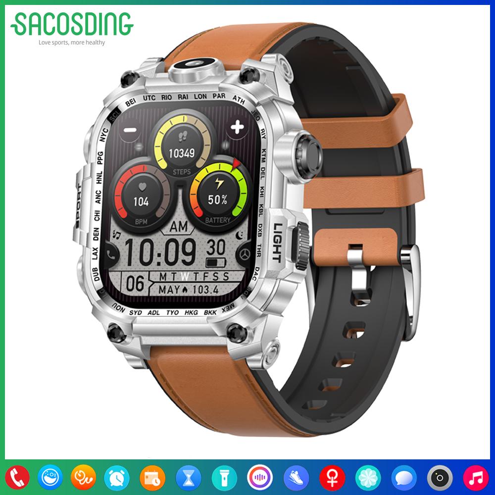

2024 SACOSDING умные часы для мужчин умные часы 650 мАч аккумулятор цифровой фитнес-трекер AOD Bluetooth звонки часы спортивные водонепроницаемые