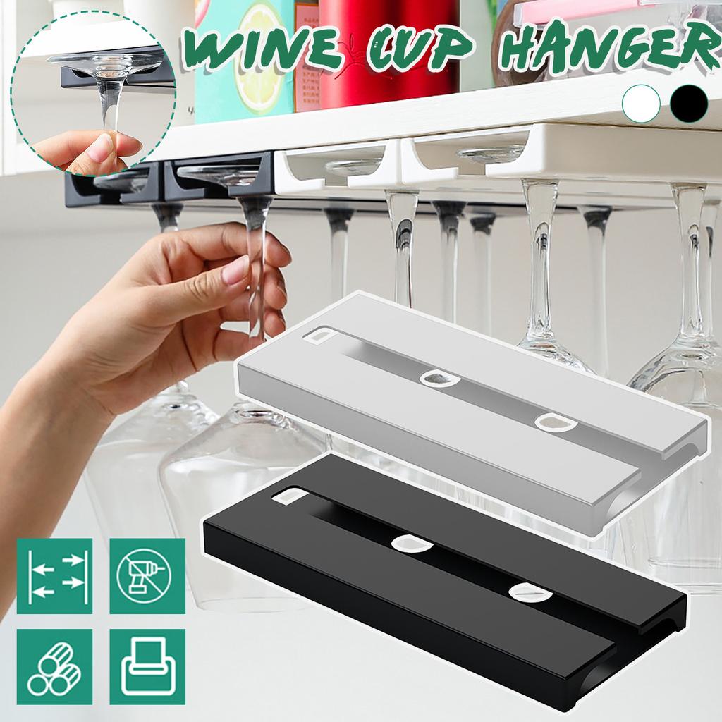 Wine Glass Rack Plastic Under Cabinet Stemware Wine Hanger Punch-Free Goblet Wine Glass Hanger