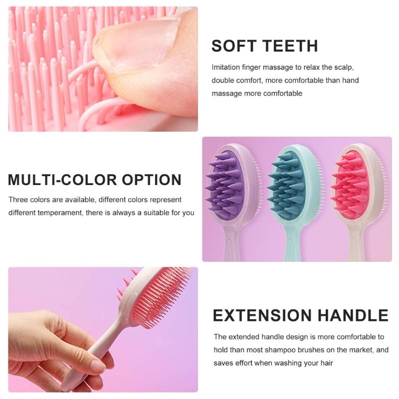 2 in 1 Hair Washing Brush Double Side Shampoo Brush Silicone Scalp Massage Brush Hair Shower Comb Bath Shower Brush