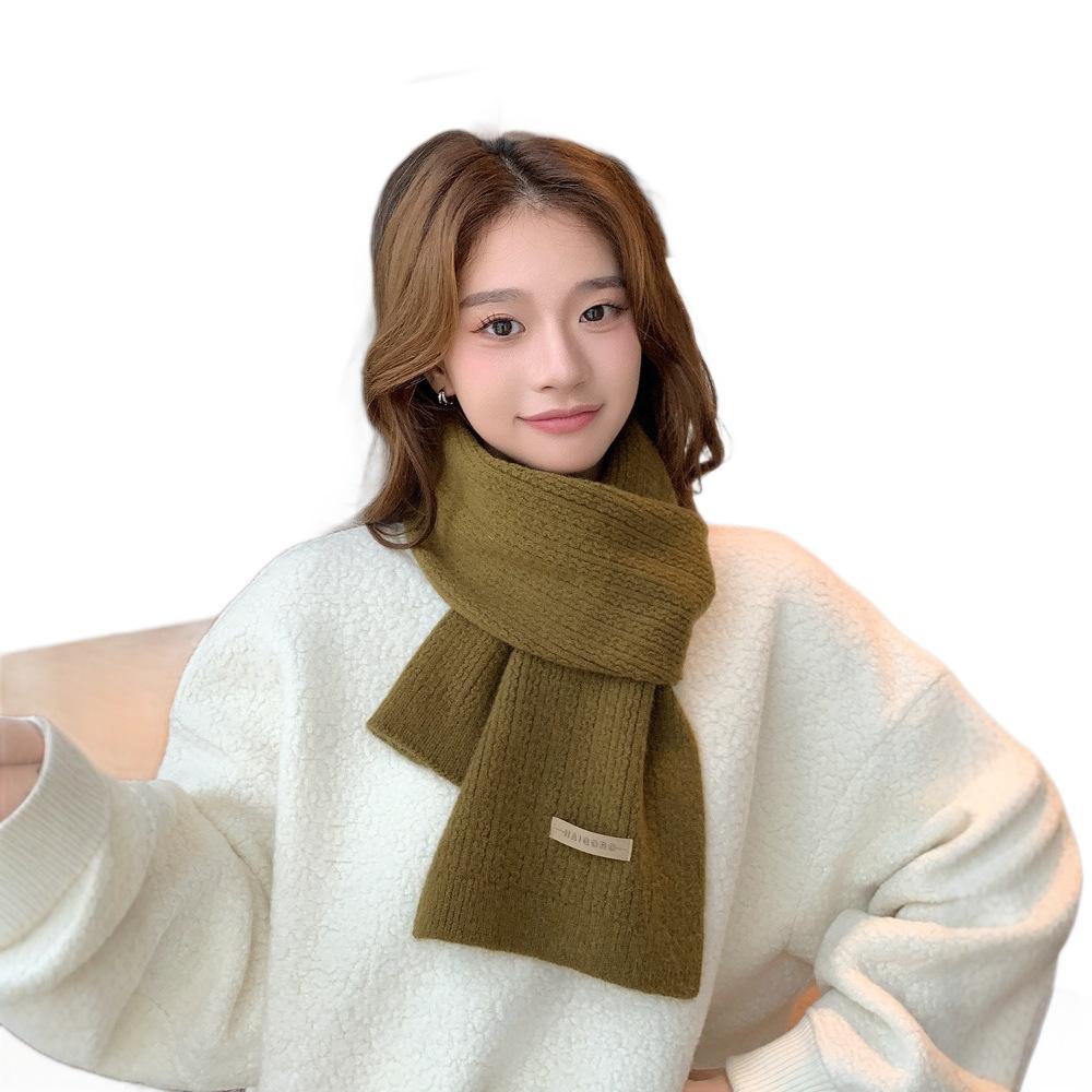 New Korean Knitted Wool Scarf for Women's Autumn and Winter Couples, Versatile, Thickened and Warm, Including Narrow Scarf