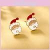 Fashionable Alloy Christmas Earrings With Deer And Santa Design For Women