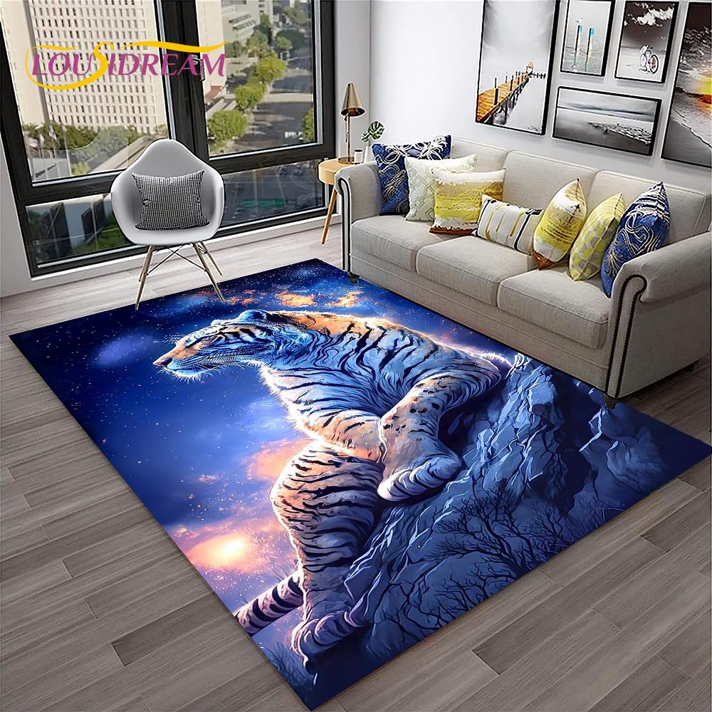 3D Cartoon Dream Tiger Animal Beast Carpet Rug for Home Living Room Bedroom Sofa Doormat Decor,Child Area Rug Non-slip Floor Mat