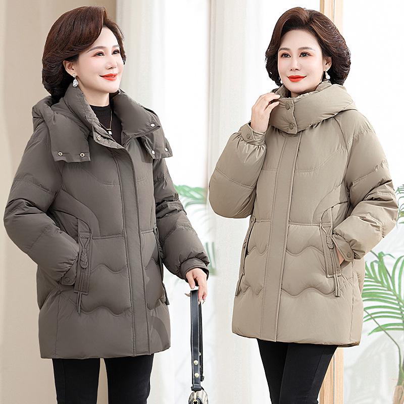 2024 Women's Genuine Mid-Length Thick Down Jacket for Middle-Aged & Elderly