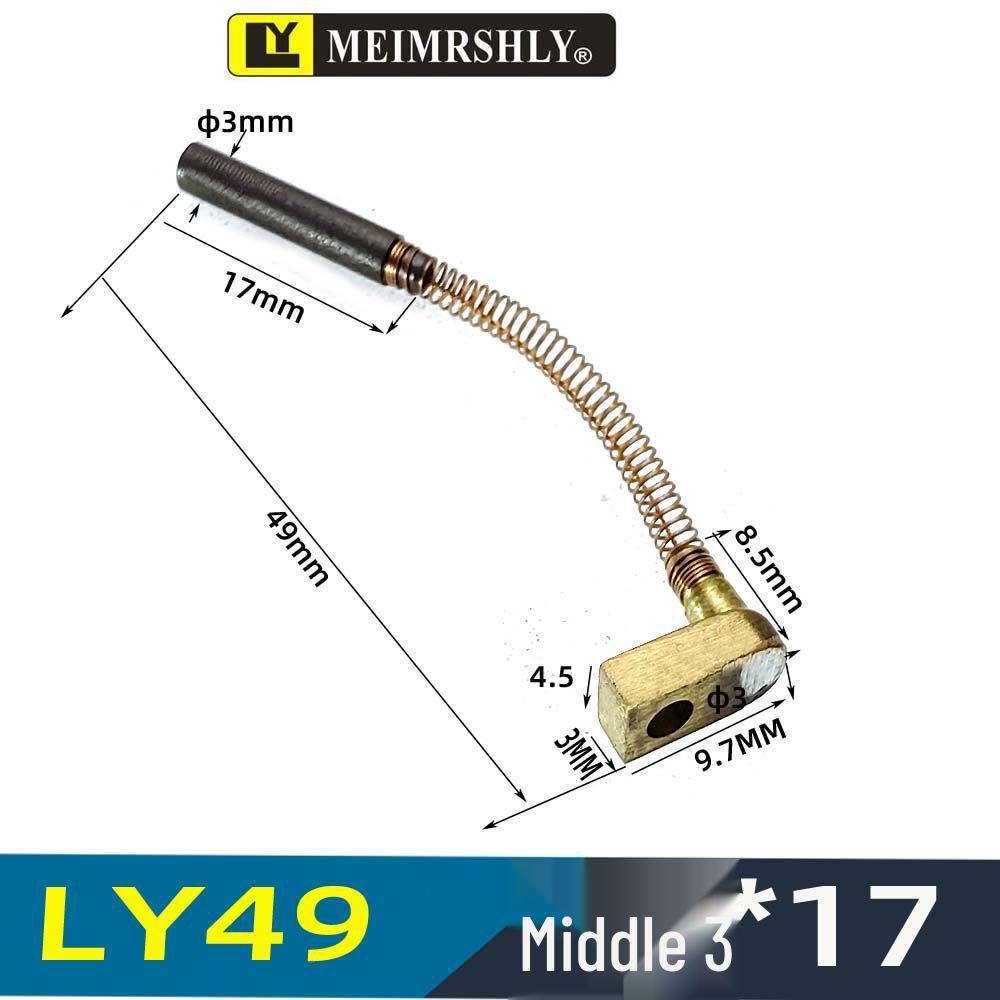 TSK AWD300T Spindle Motor Slotting Machine Carbon Brush, 2.7x18mm, Total Length 47mm, with 3x17mm Copper Bushing.