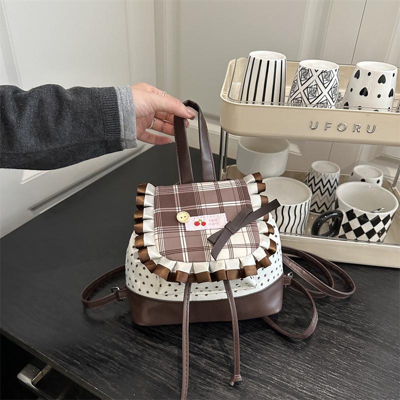 College style versatile girl backpack female students class fashion leisure personality commuter backpack коричневый 1940₽