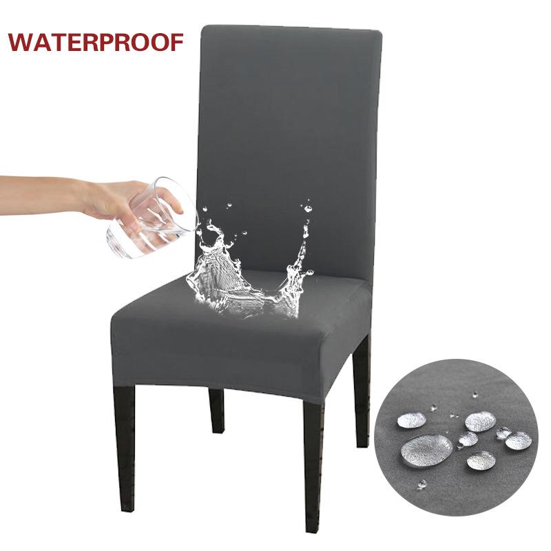Four Seasons Universal Solid Color Waterproof Chair Cover Milk Silk Middle Back Elastic Dining Chair Cover Hotel Wedding Backrest Chair Cover