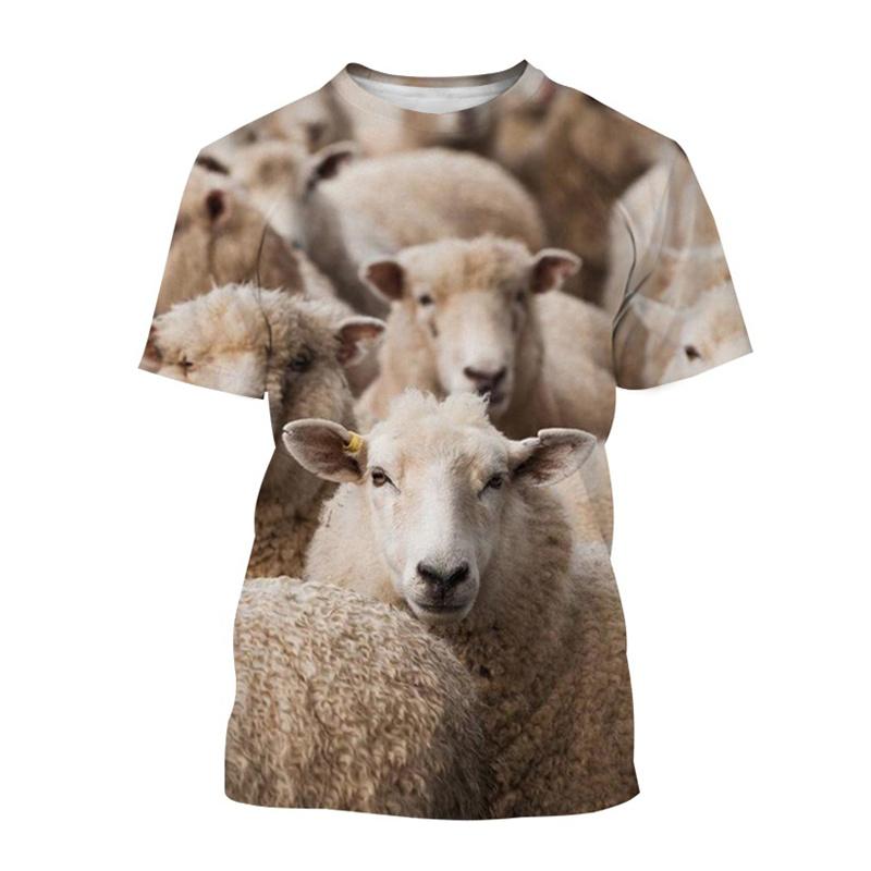 Funny Animal Sheep 3D Printing T-Shirt Men Women Summer Casual Short Sleeve Round Neck T Shirt Streetwear Tops Tees Male Clothes