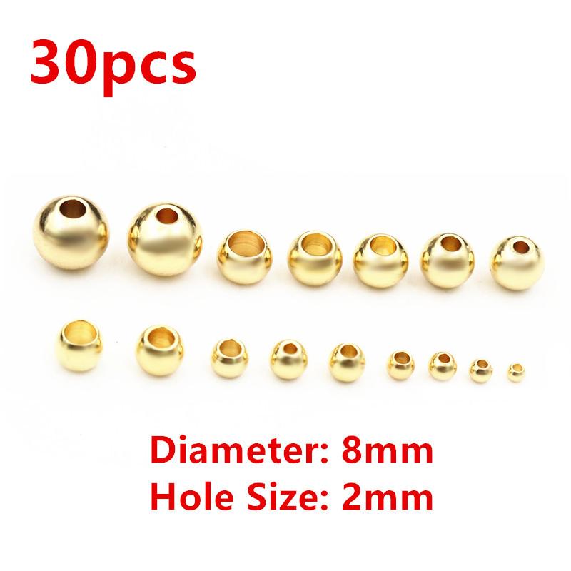 30-100pcs 2-8mm Stainless Steel Gold Color Spacer Beads Charm Loose Bead DIY Bracelets Necklace Beads for Jewelry Making Charms