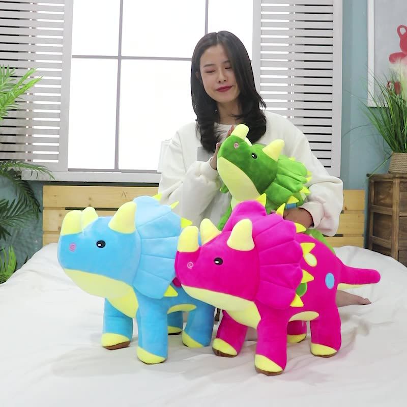 Toy Dinosaur Plush Triceratops Animal Pillow Kids Boys Collection Birthday Gift