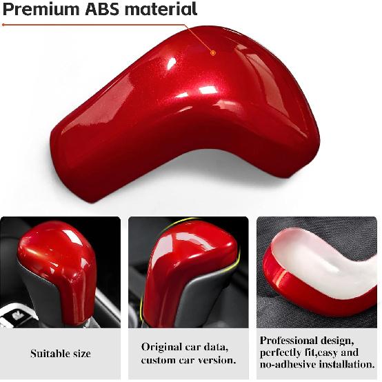 No Adhesive Car Gear Shift Knob Cover for Toyota Camry 2018-2025 for Corolla -2025 ABS Interior Shell ert Decoration Protector (Red)