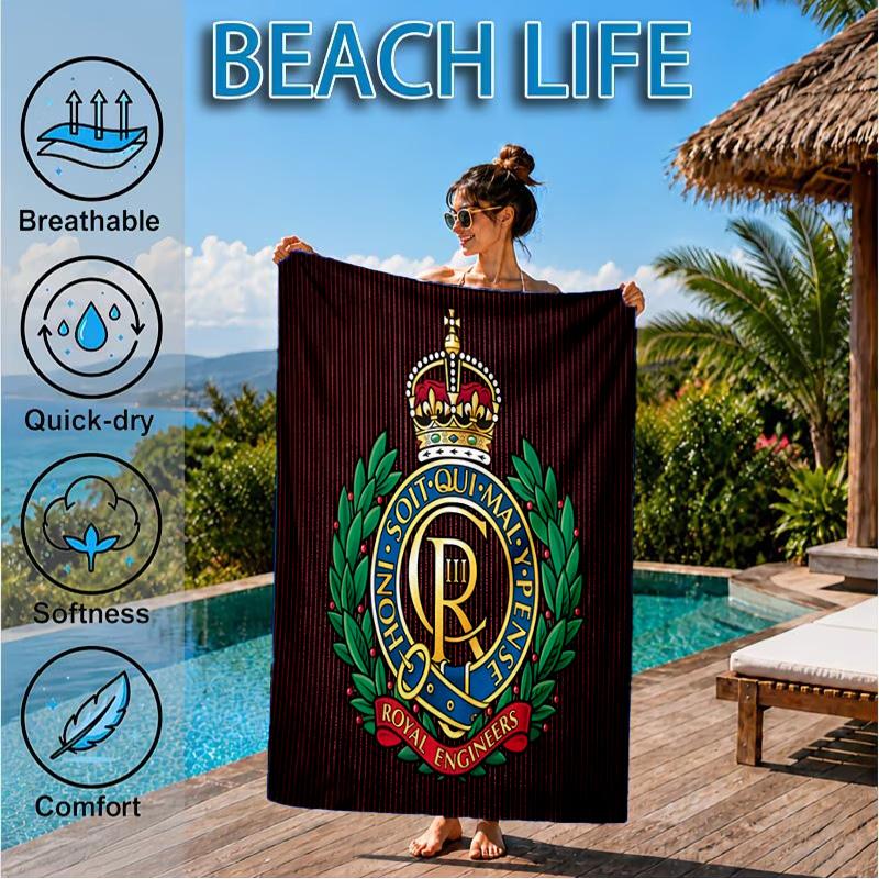 Royal Engineers Crest Emblem Beach Towel, Quick-drying, Easy to Care for, Suitable for Both Fitness and Beach Vacations,Sports Essential