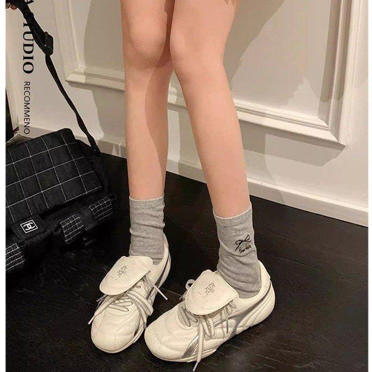 Dexun Shoes Women's 2025 Spring New Women's Shoes Retro Flat-bottomed Forrest Gump Shoes Flip Casual Sports Shoes White Shoes Women