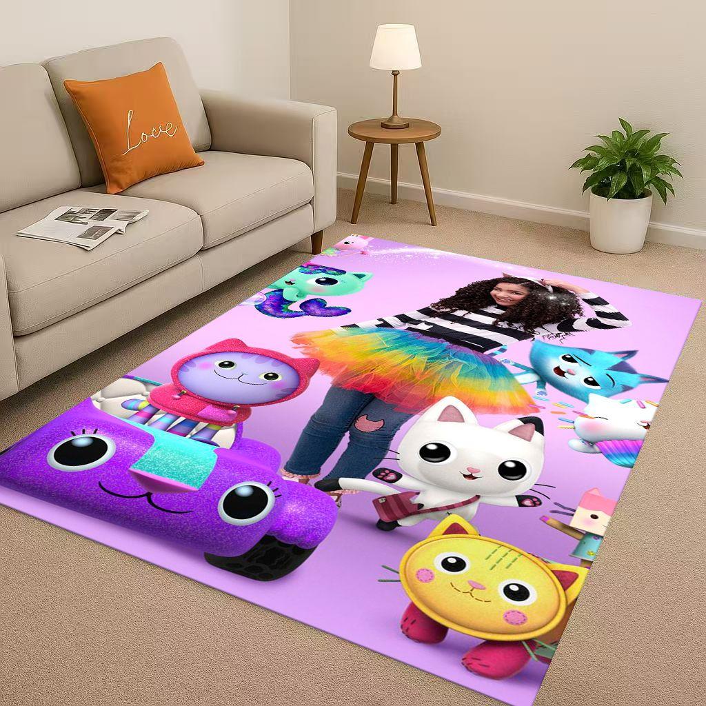 HD Cute Gabbys Dollhouse Cartoon Girl Living Room Non-Slip Area Rug Soft Carpet for Bedroom Playroom and Sofa,Home Decor Doormat