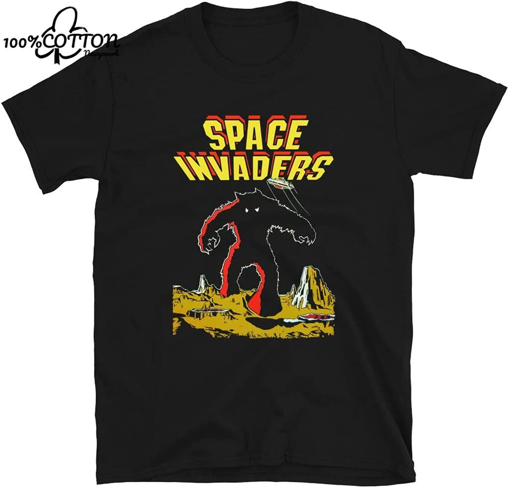 LE Cool Arcade Galaga Video Game Retro Vintage 80s Invader Space Gaming Alien T Shirt for Men 100% Cotton
