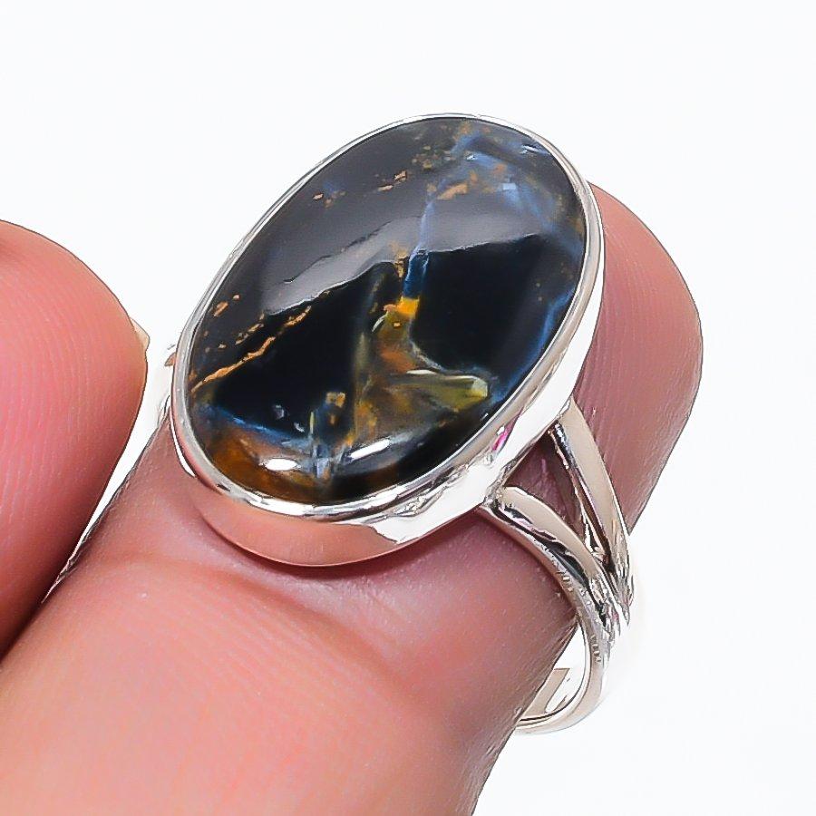 Natural Pietersite Gemstone 925 Sterling Silver Jewelry Ring Size 8 U2y97