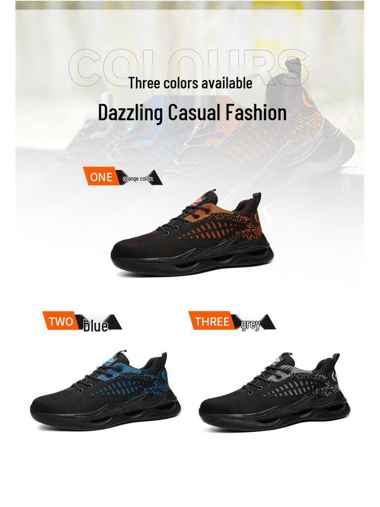 Flyknit Wear-Resistant Steel Toe Work Shoes - Men's Anti-Smash, Anti-Puncture, Soft Sole, Comfortable