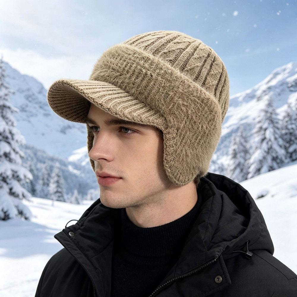 Fleece Lined Thermal Winter Hat Ear Protection Baseball Cap Fashion Knit Beanie Hat Outdoor
