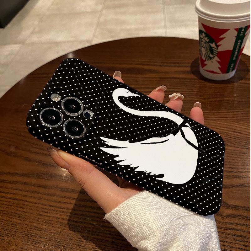 Luxury Clmj white swan Dots Phone Case for Samsung Galaxy S20 S21 S22 S23 S24 S25 FE Plus Note20 Ultra 4G 5G Glossy Film Hard PC