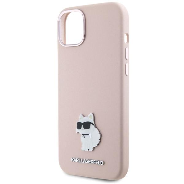 Karl Lagerfeld Klhcp15Msmhcnpp Iphone 15 Plus / 14 Plus 6.7 Różowy/Pink Silicone Choupette Metal Pin