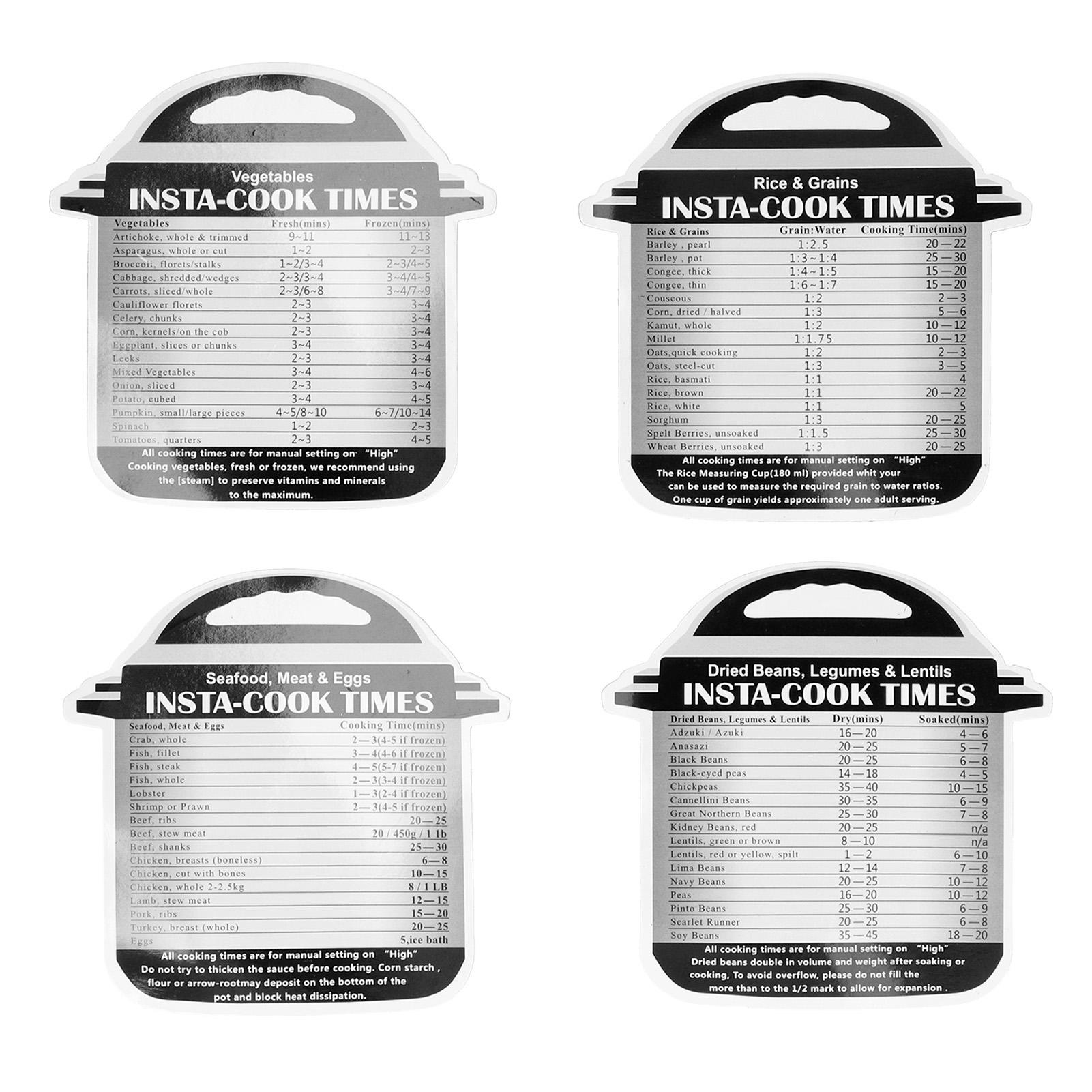 4 Pièces Tableau des Temps de Cuisson Autocuiseur Magnétique Guide de Référence des Temps de Cuisson Accessoires1