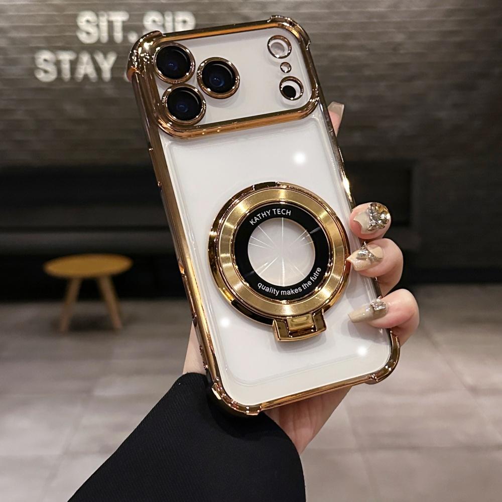 

Luxury Shockproof Plating Bright Stand Case for 17 Air 16 15 14 13 12 11 Pro Max Plus X XS XR for Magsafe Magnetic Cover iPhone 13 Pro золотой