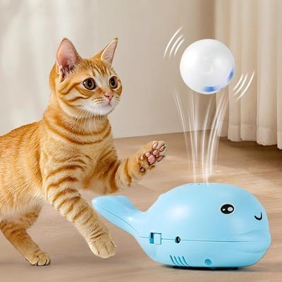 Giocattoli Interattivi per Gatti Giocattolo Elettrico a Getto Palla Galleggiante Giocattolo per Gatti a Forma di Balena Giocattolo Portatile per Animali Domestici con Ventola a Doppia Funzione USB per Stuzzicare