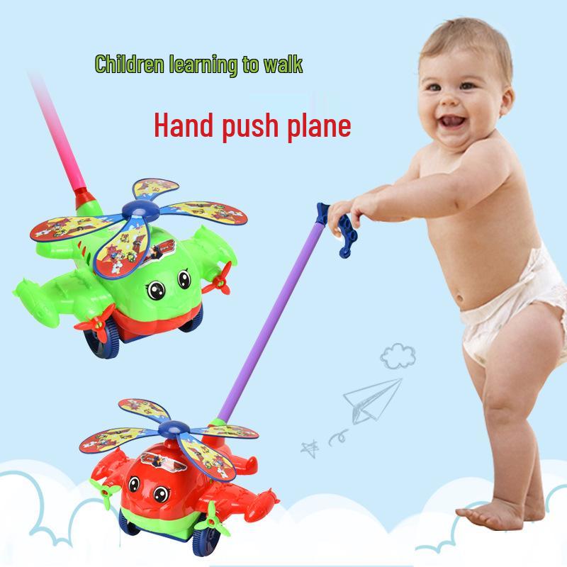 Children's Hand-Push Airplane Walker Toy