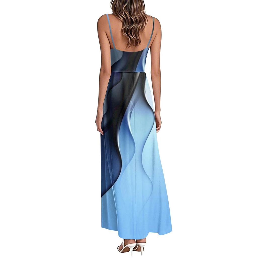 Γυναικεία Καλοκαιρινά Casual Μόδα Φορέματα με Πρίιντ Φορέματα Αμάνικα με Λαιμόκοψη V